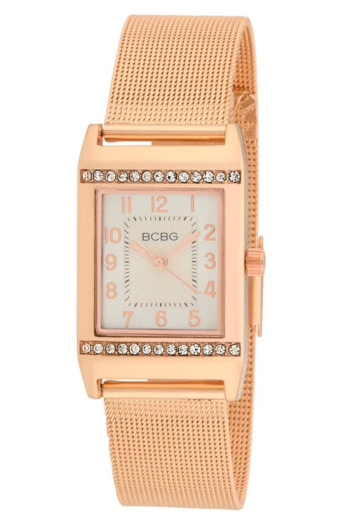 Retro Quartz Mesh Strap Bracelet Watch, 23mm