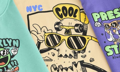 Next Kids' Assorted 3-pack Carton Graphic T-shirts In Yellow