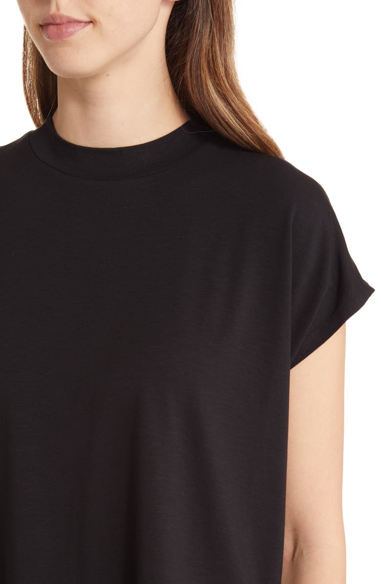 Eileen Fisher Mock Neck Cap Sleeve T-Shirt, Alternate, color,
