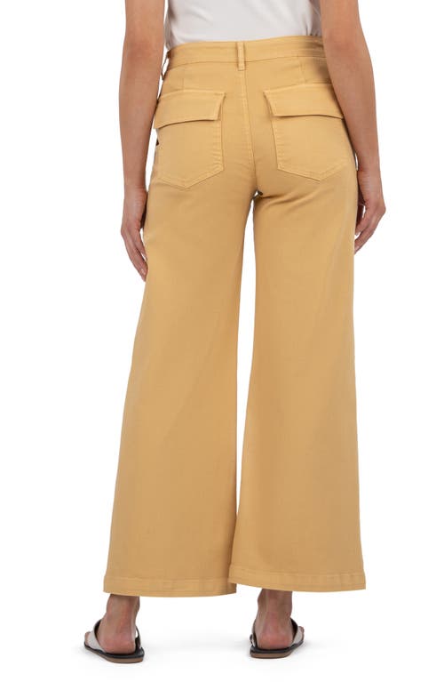 Kut From The Kloth Meg High Waist Ankle Wide Leg Twill Pants In Brown