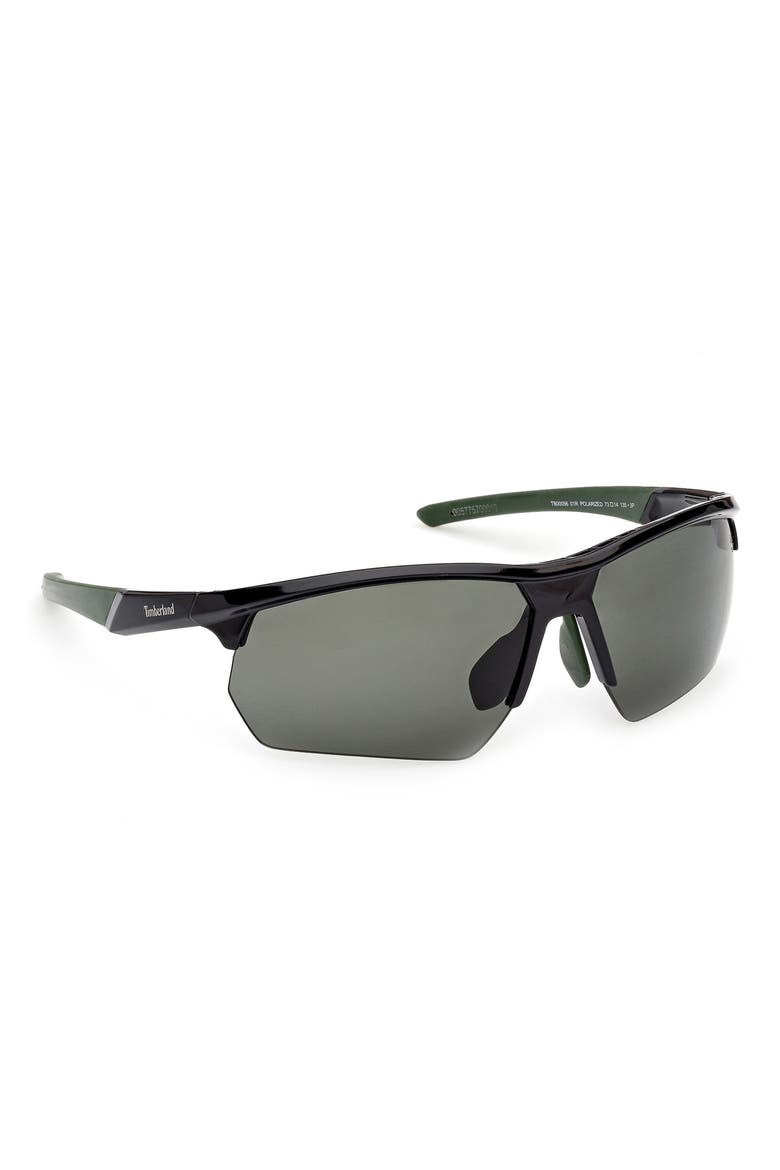 73mm Sunglasses, Alternate, color, SHINY BLACK / GREEN POLARIZED