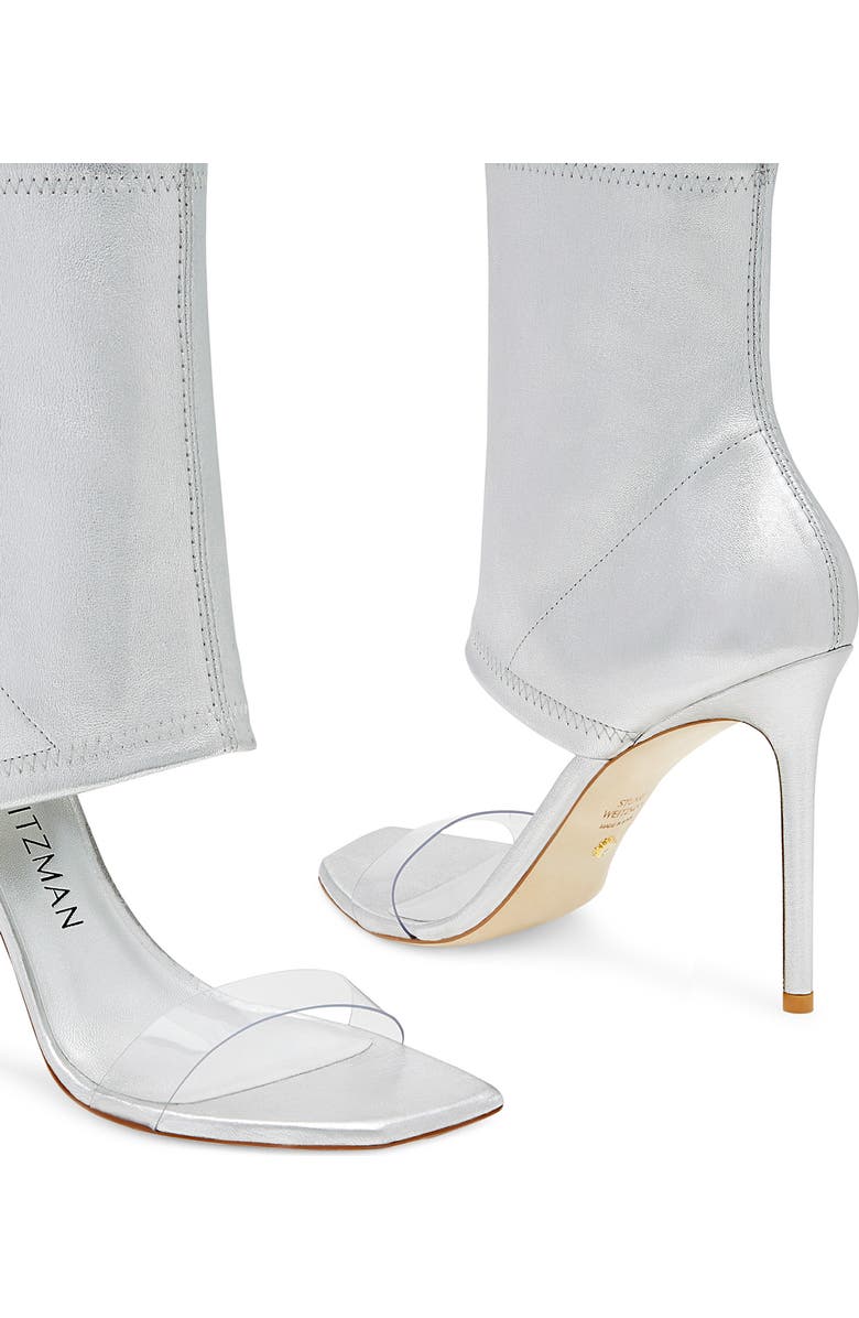 Stuart Weitzman Frontrow Stretch Bootie, Alternate, color, Silver/Clear