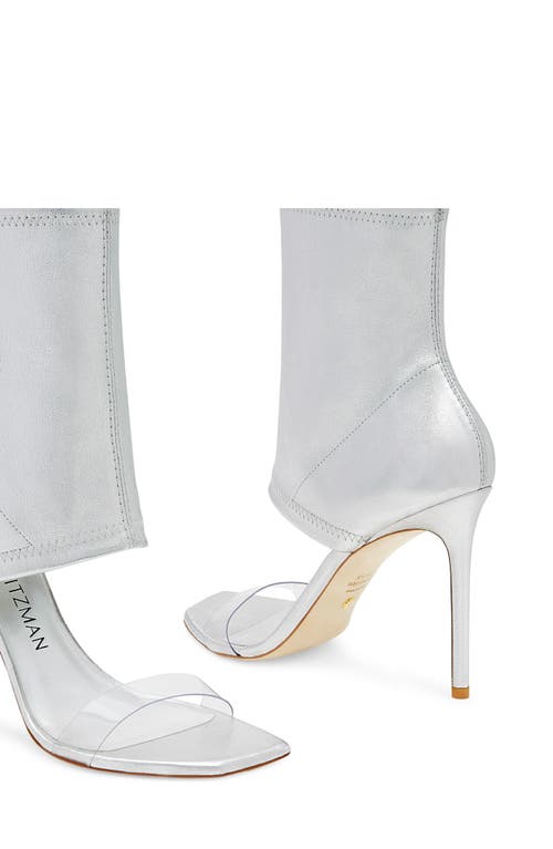 Stuart Weitzman Frontrow Stretch Bootie In Silver/clear