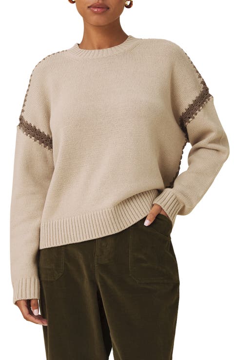 Hayden Whipstitch Detail Cotton Blend Sweater