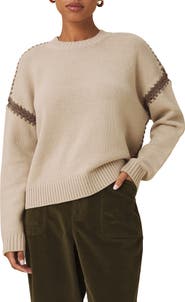 Splendid Hayden Whipstitch Detail Cotton Blend Sweater