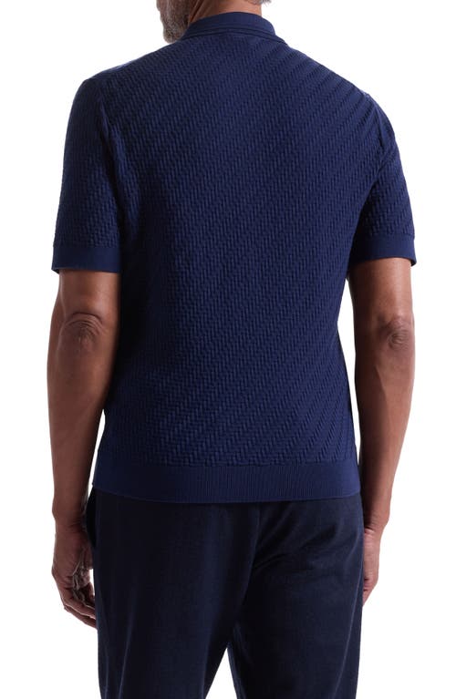 Bugatchi Basket Stitch Cotton Blend Polo Sweater