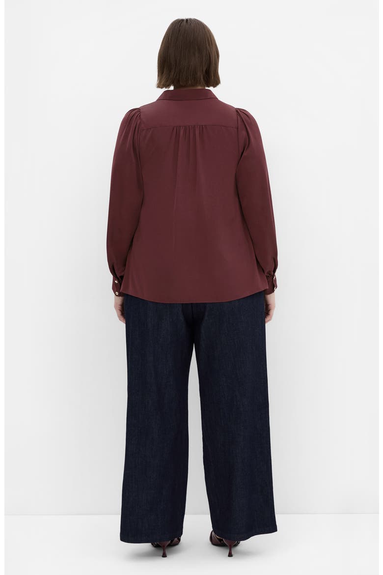 Jennifer Johnny Collar Button-Up Shirt, Alternate, color, RED