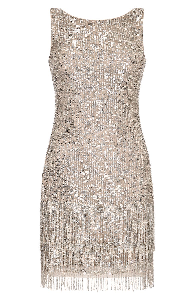 Adrianna Papell Beaded Fringe Sequin Cocktail Dress, Alternate, color, 