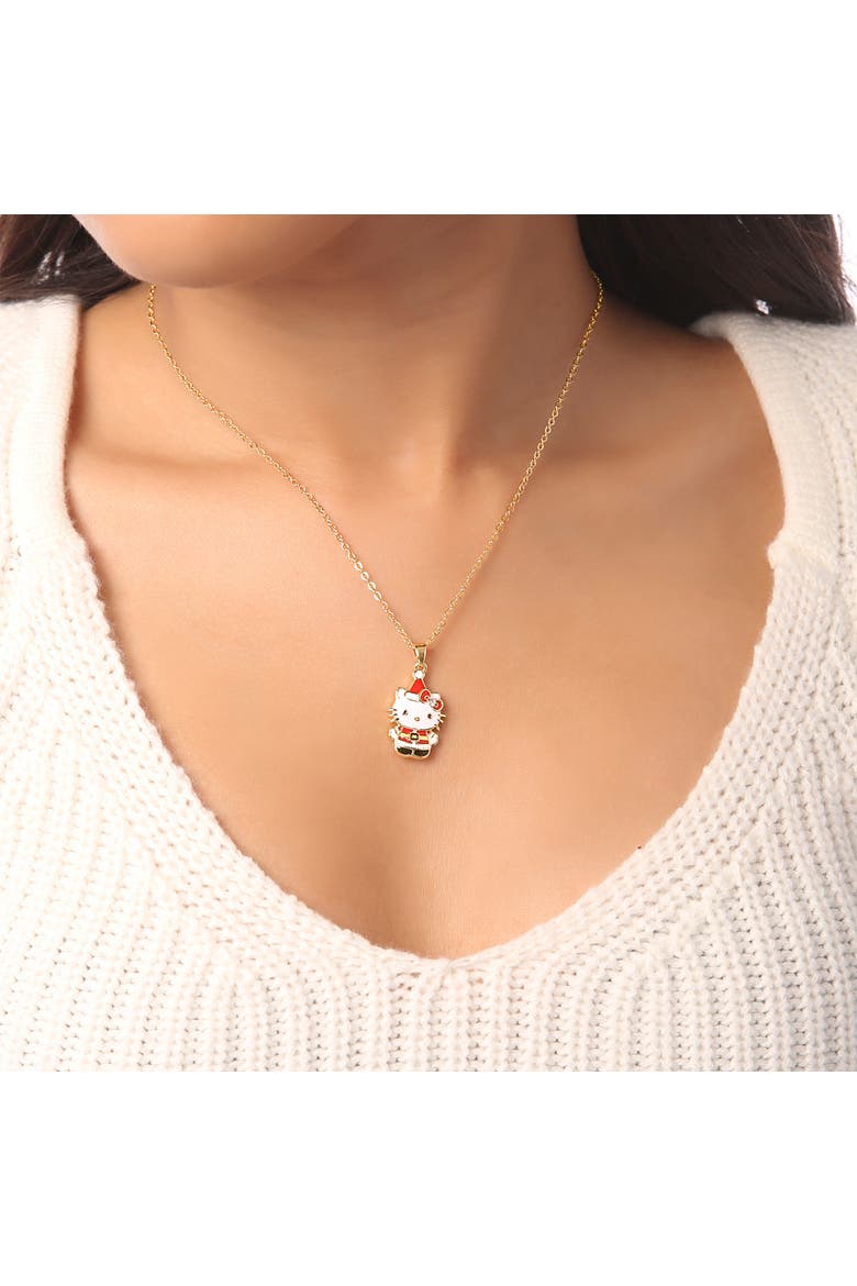 Christmas Santa Pendant Necklace, Alternate, color, Gold, White, Red