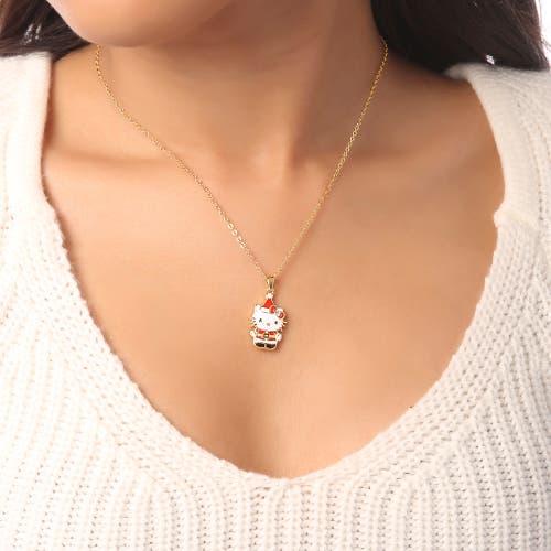Hello Kitty Christmas Santa Pendant Necklace In Gold