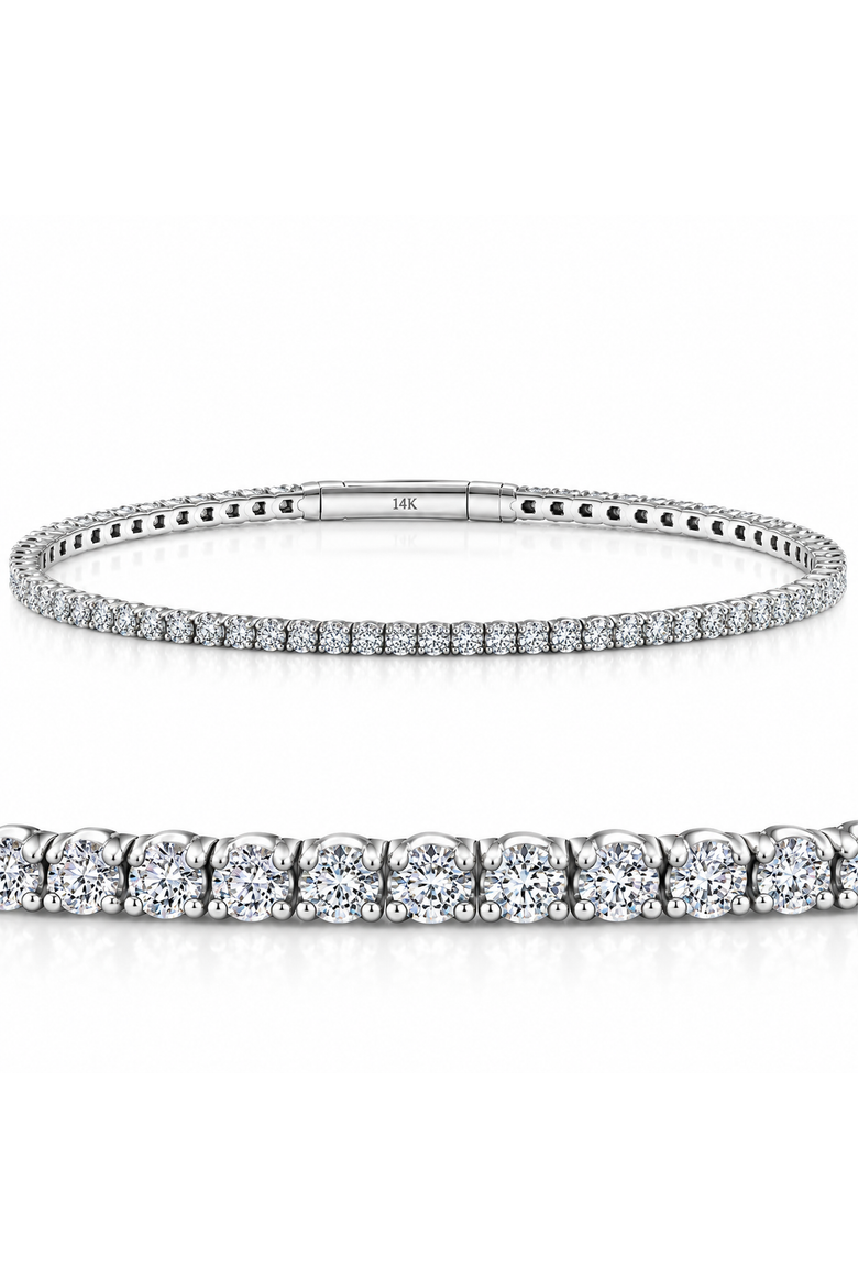 2Ct F/VS Diamond Flexible Oval Bangle Bracelet Gold Lab Grown, Main, color, 14k White Gold
