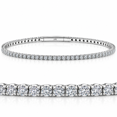 2Ct F/VS Diamond Flexible Oval Bangle Bracelet Gold Lab Grown