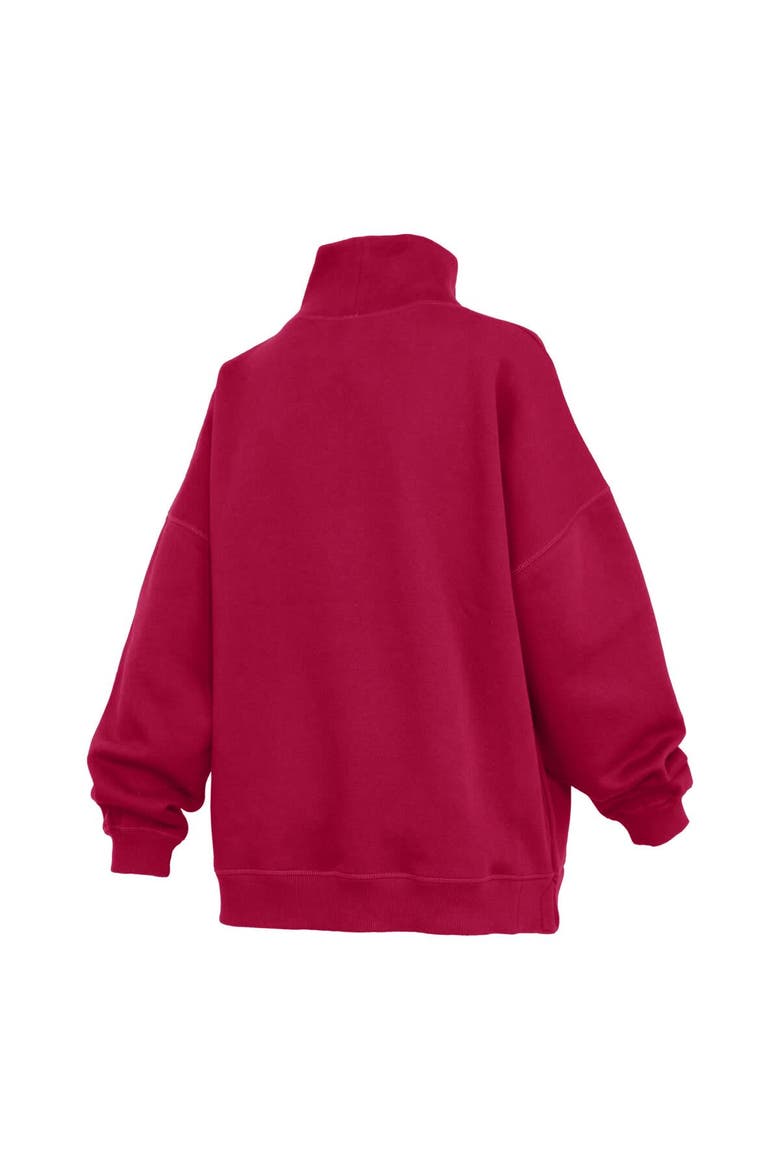 Women's Pressbox  Crimson Indiana Hoosiers Oversized Mock Neck Sweatshirt, Alternate, color, Crimson