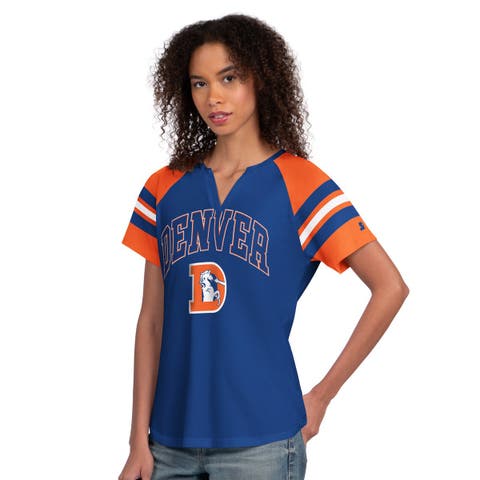 Women's Starter  Royal Denver Broncos Game On Notch Neck Raglan T-Shirt
