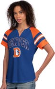 STARTER Women's Starter Royal Denver Broncos Game On Notch Neck Raglan T-Shirt