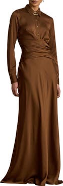 Lauren Ralph Lauren Featherweight Satin Charmeuse Shirtdress Gown