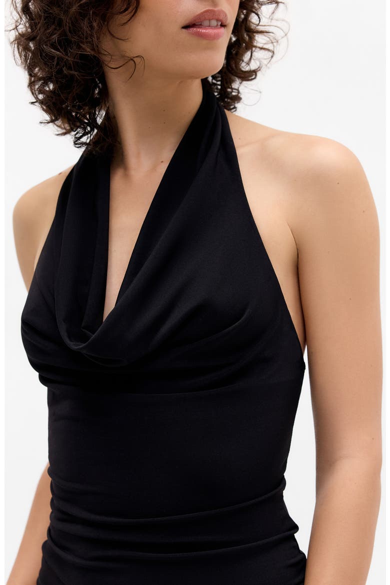Coyote Open Back Halter Top, Alternate, color, BLACK