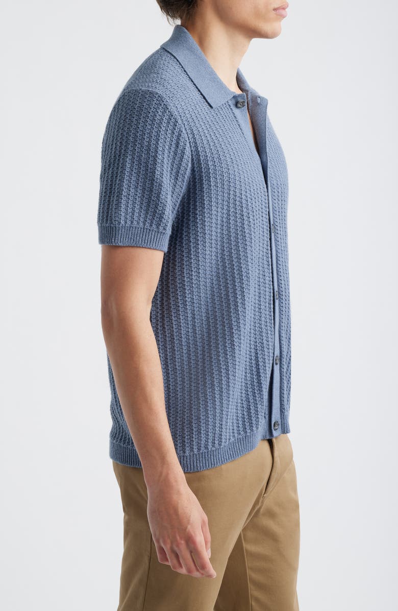 Vince Short Sleeve Cashmere & Cotton Cardigan, Alternate, color, Heather Venice Blue