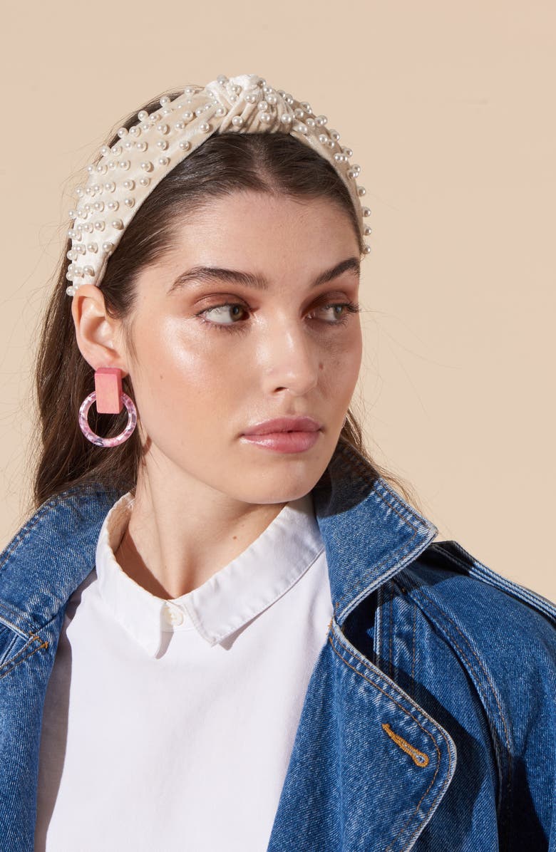 Lele Sadoughi Horsebit Button Hoop Earrings, Alternate, color,