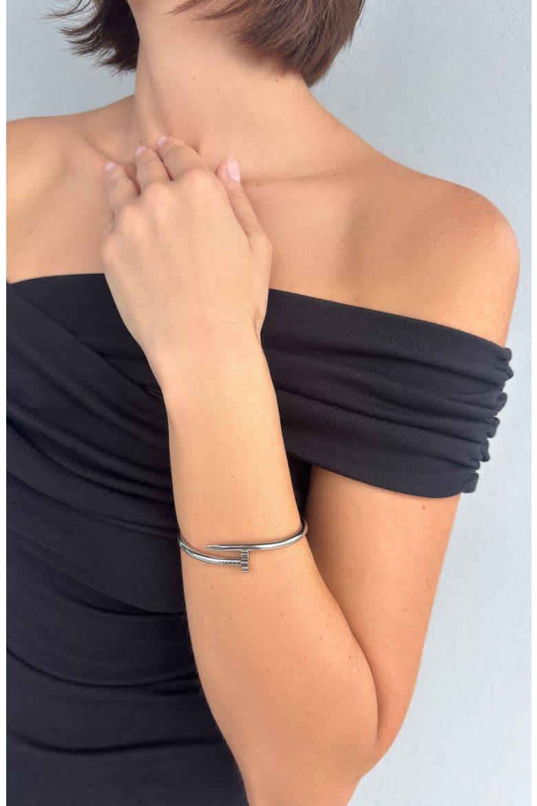 Clover Bypass Cuff Bracelet, Alternate, color, SILVER