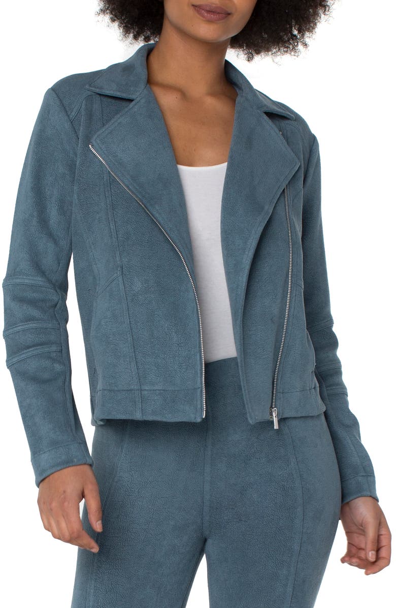 Liverpool Los Angeles Faux Suede Moto Jacket, Main, color,