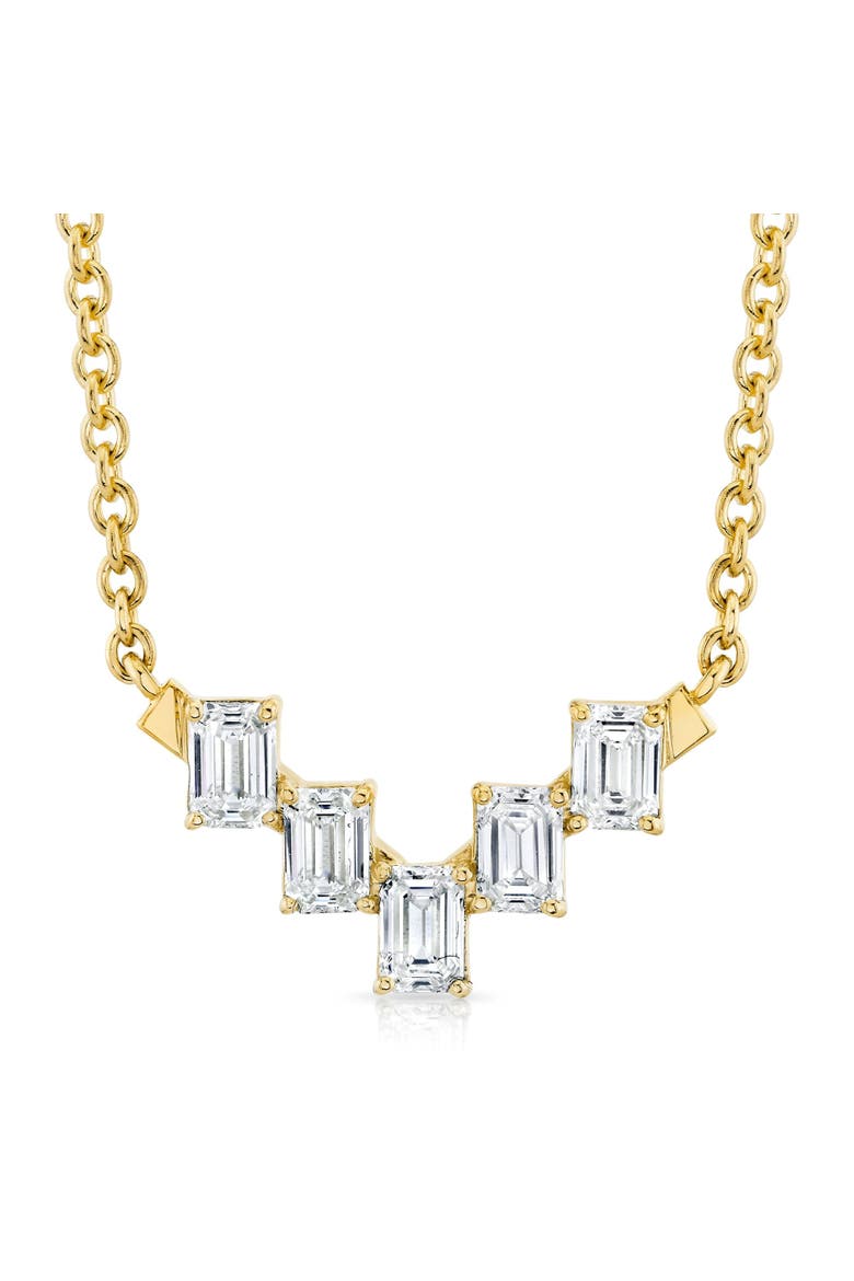 Mini Montage Emerald Cut Diamond Chevron Necklace, Main, color, 18K Yellow Gold