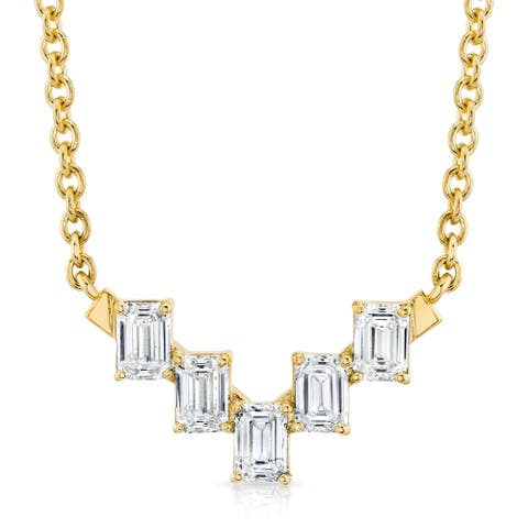 Mini Montage Emerald Cut Diamond Chevron Necklace