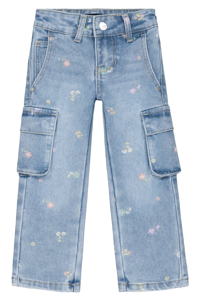 Kids' Lara Floral Straight Leg Cargo Jeans, Main, color, BLEACH WASH 130
