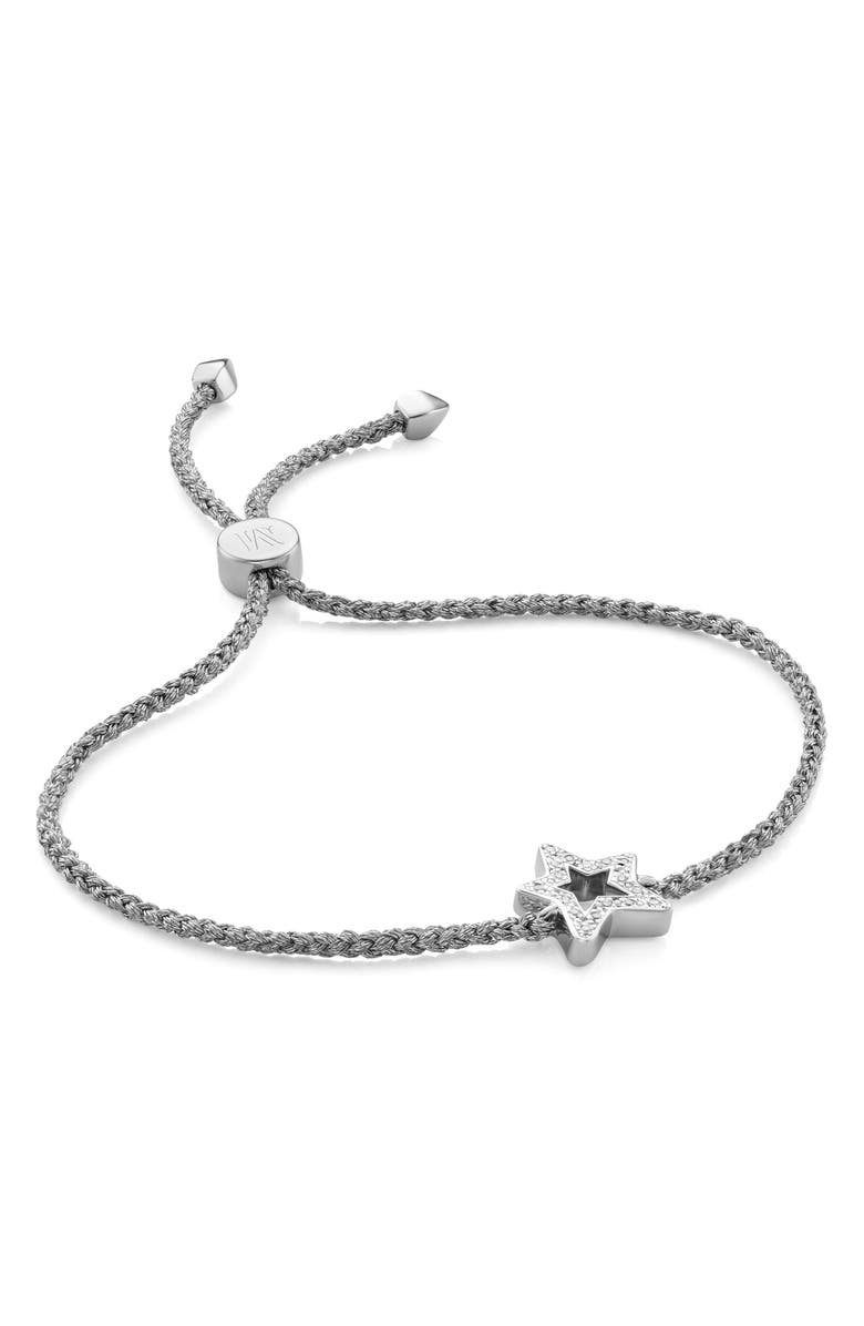 Monica Vinader Alphabet Star Diamond Friendship Bracelet, Main, color, 
