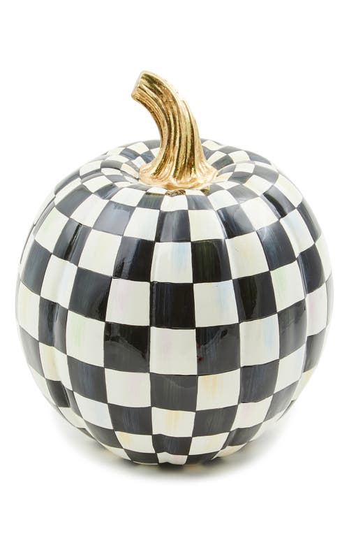 Mackenzie-childs Mackenzie Childs Courtly Check Glossy Small Pumpkin In Black