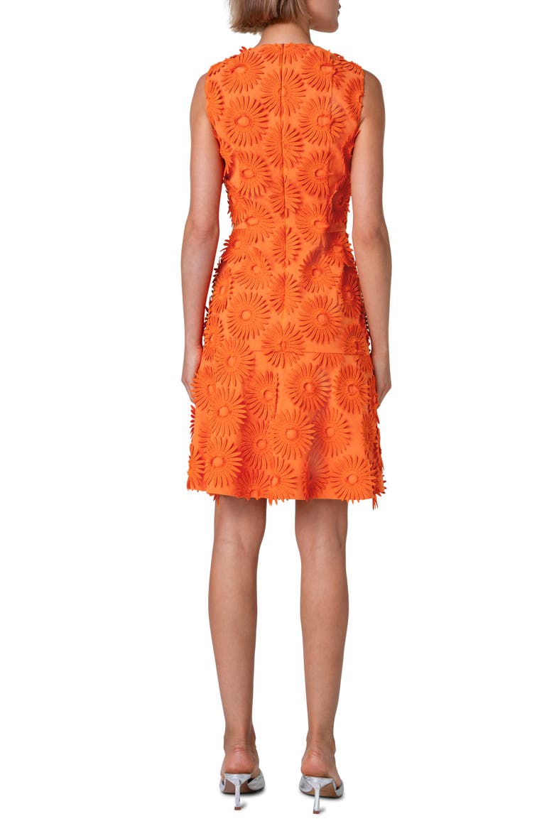 Hello Sunshine Embroidered Floral Appliqué Cotton Sheath Dress, Alternate, color, ORANGE