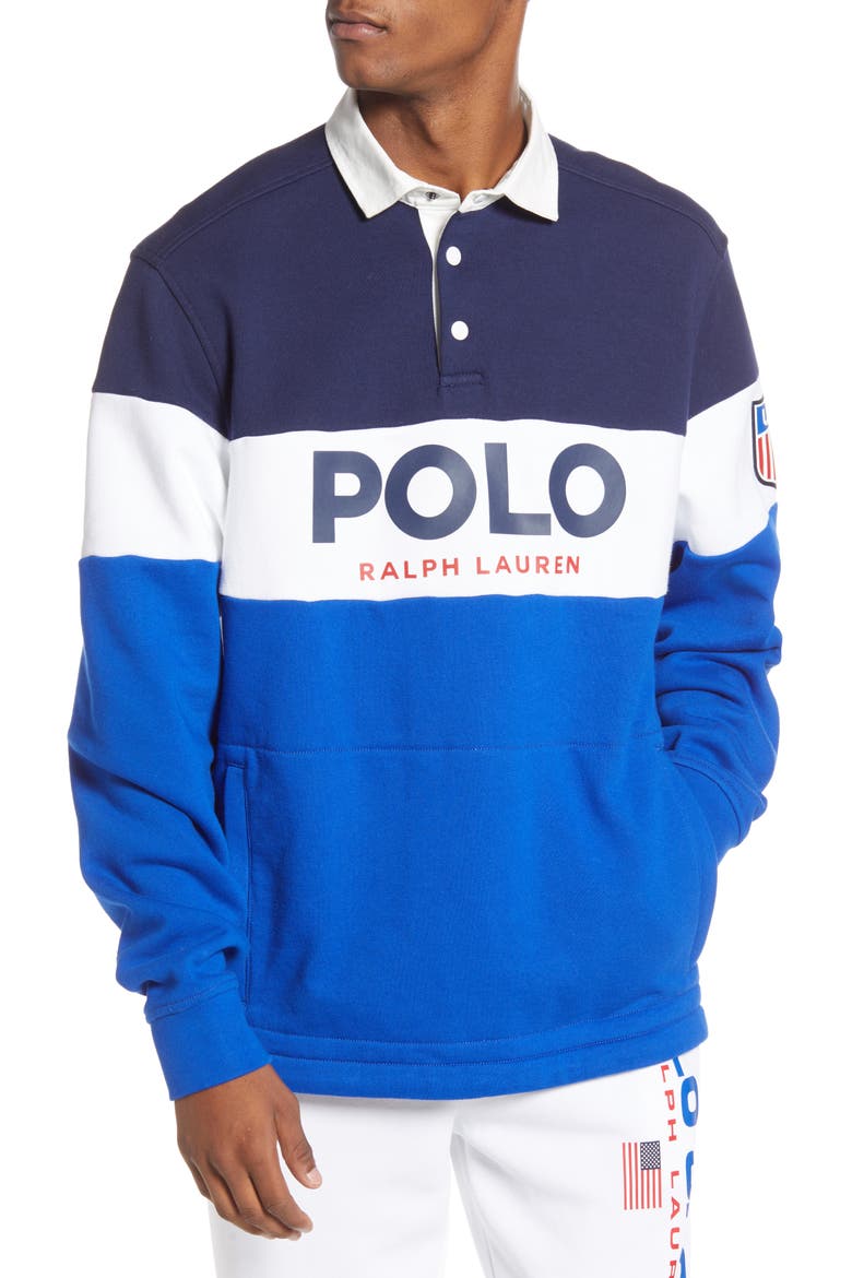 Colorblock Rugby Polo, Main, color, NEWPORT NAVY MULTI