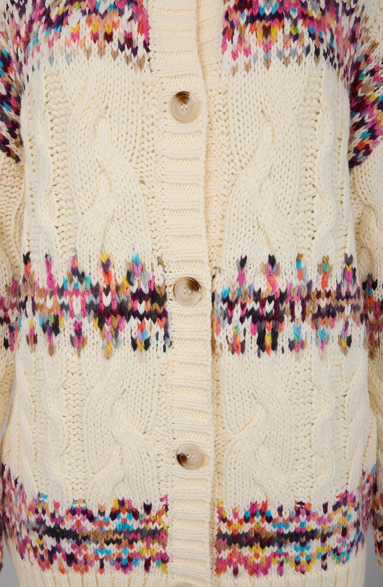SAACHI Striped Jacquard Cardigan, Alternate, color, Ivory