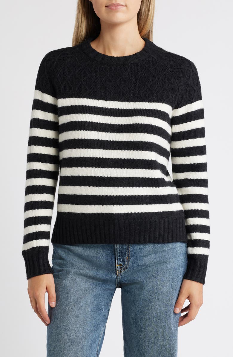 Caslon<sup>®</sup> Stripe Crewneck Sweater, Main, color,