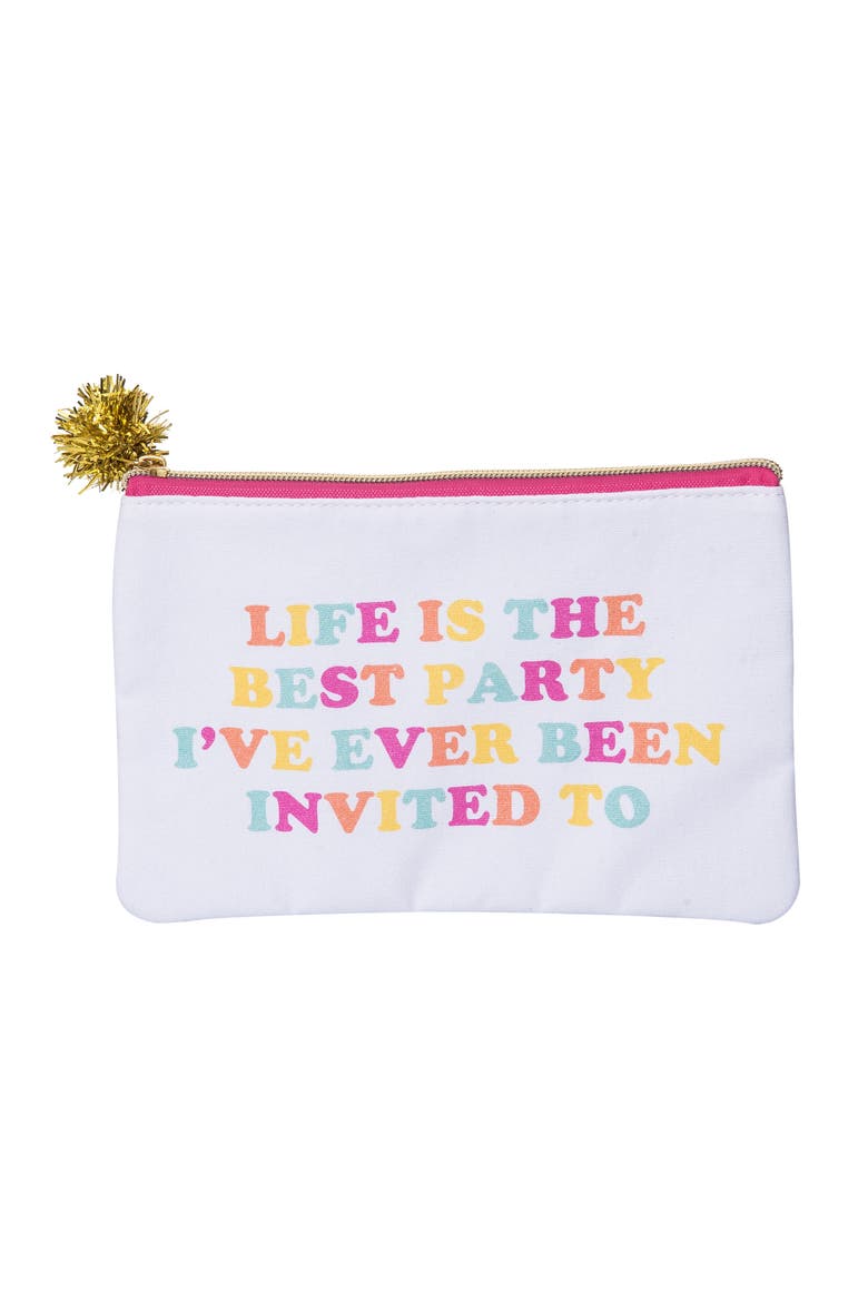 Life Is The Best Party Bag Cotton White, Main, color, White