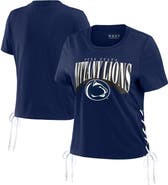 WEAR by Erin Andrews Women's WEAR by Erin Andrews Navy Penn State Nittany Lions Side Lace-Up Modest Crop T-Shirt