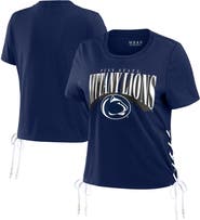 WEAR by Erin Andrews Women's WEAR by Erin Andrews Navy Penn State Nittany Lions Side Lace-Up Modest Crop T-Shirt
