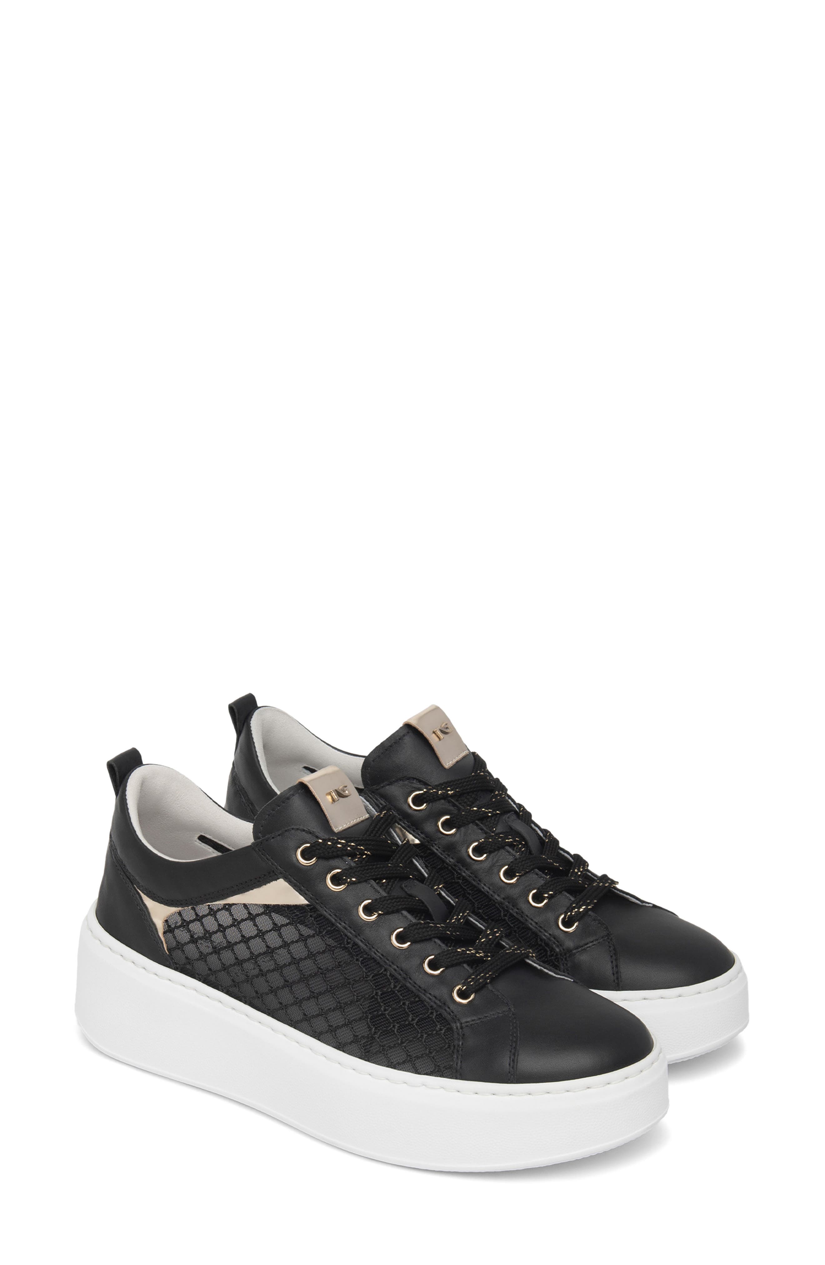 NeroGiardini Mesh Platform Sneaker, Main, color, Black