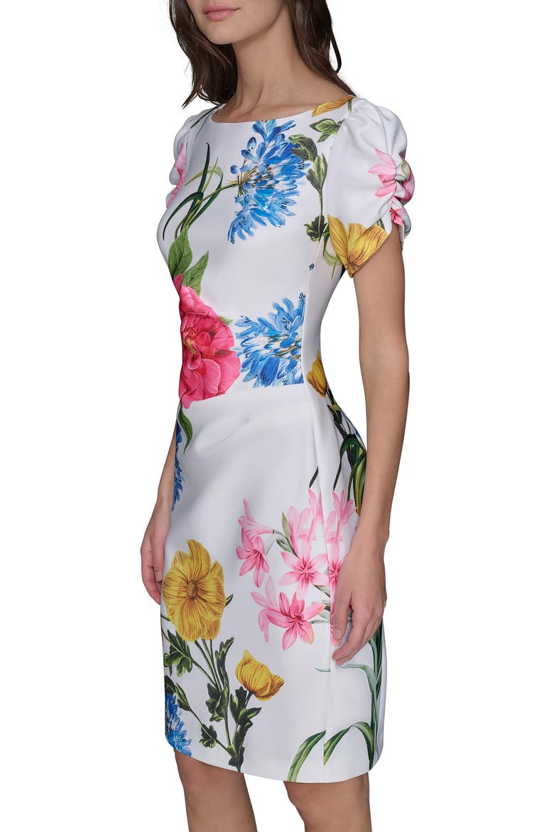 Printed Scuba Sheath Dress, Alternate, color, SOFT WHITE MULTI