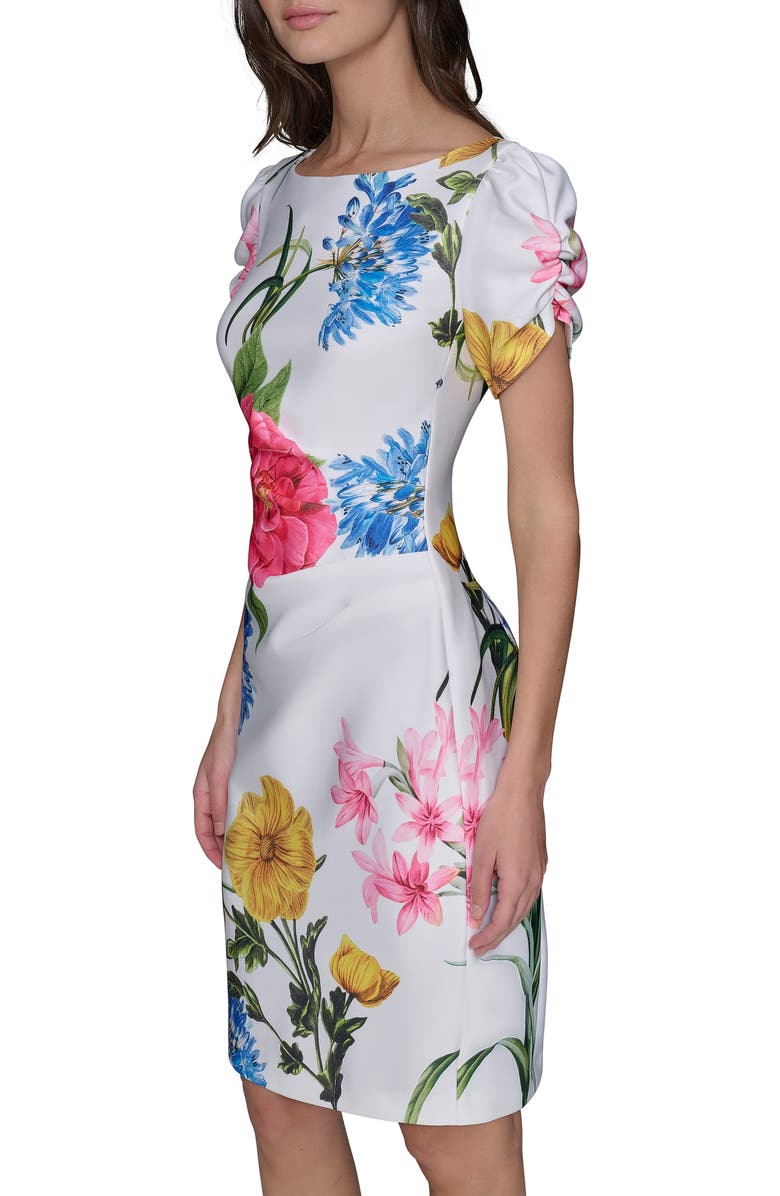 KARL LAGERFELD PARIS Printed Scuba Sheath Dress, Alternate, color, Soft White Multi