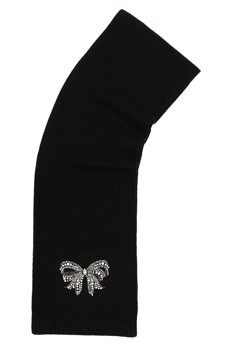 Crystal Bow Scarf, Alternate, color, BLACK