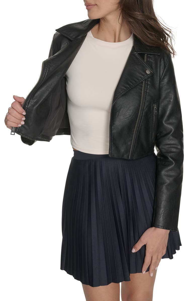 Levi's<sup>®</sup> Crop Faux Leather Moto Jacket, Alternate, color, 