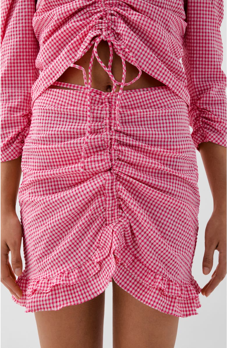 Scalpers Vichy Front Gather Skirt, Main, color, Pinkcheck