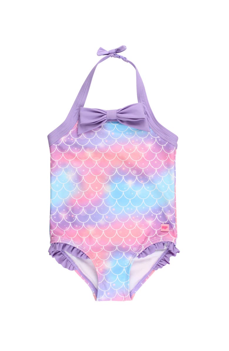 RuffleButts Halter UPF50+ One Piece Swimsuit, Main, color, Shimmer Mermaid Tale