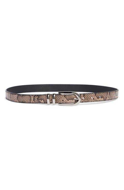 Snake Pattern Skinny Faux Leather Belt