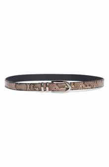 Snake Pattern Skinny Faux Leather Belt