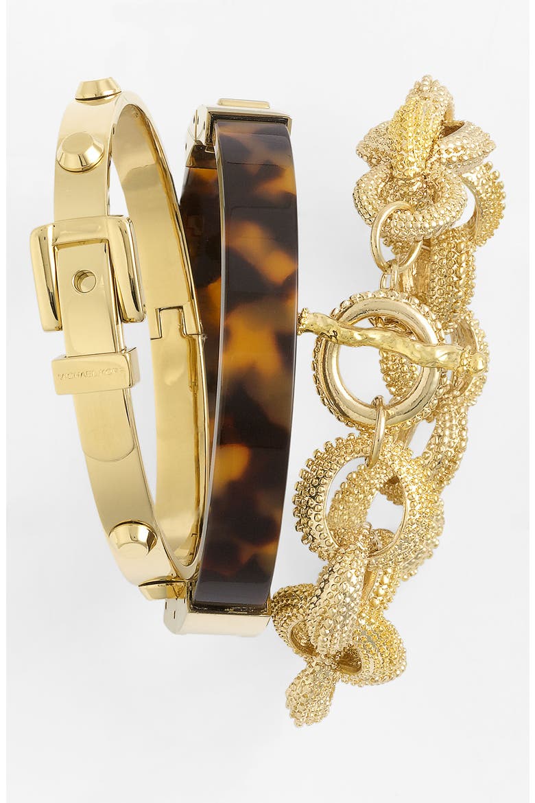 Michael Kors Hinged Bangle, Alternate, color, TORTOISE