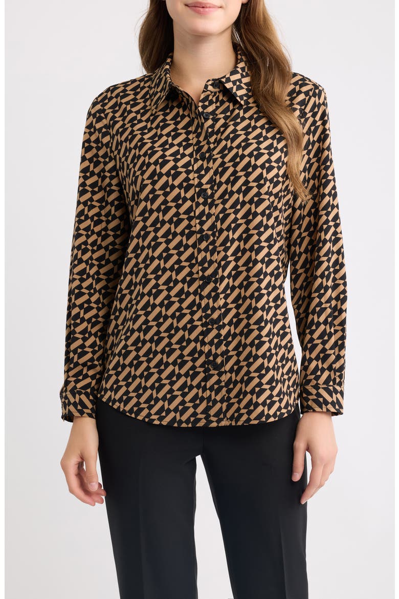 Printed Clean Front Shirt, Main, color, VICUNA/ ANNE BLACK