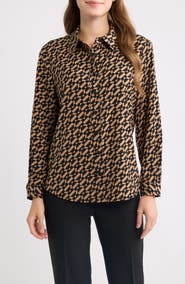 AK ANNE KLEIN Printed Clean Front Shirt