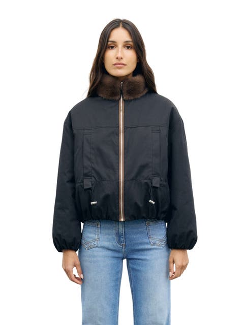 Sculpted Cropped High Neck Bomber Jacket
